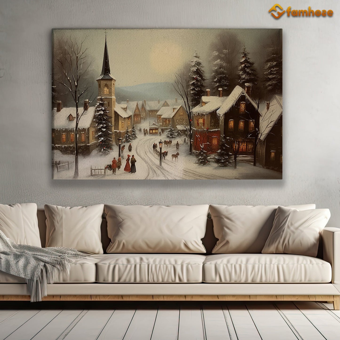 Christmas Scene Christmas Canvas Painting, Xmas Wall Art Decor - Christmas Poster Gift