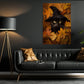 Black Cat Witch Hiding in Fall Leaves Gothic Vintage Canvas Wall Art - Halloween Cat Gift Artwork Decoration For Living Room Bed Room