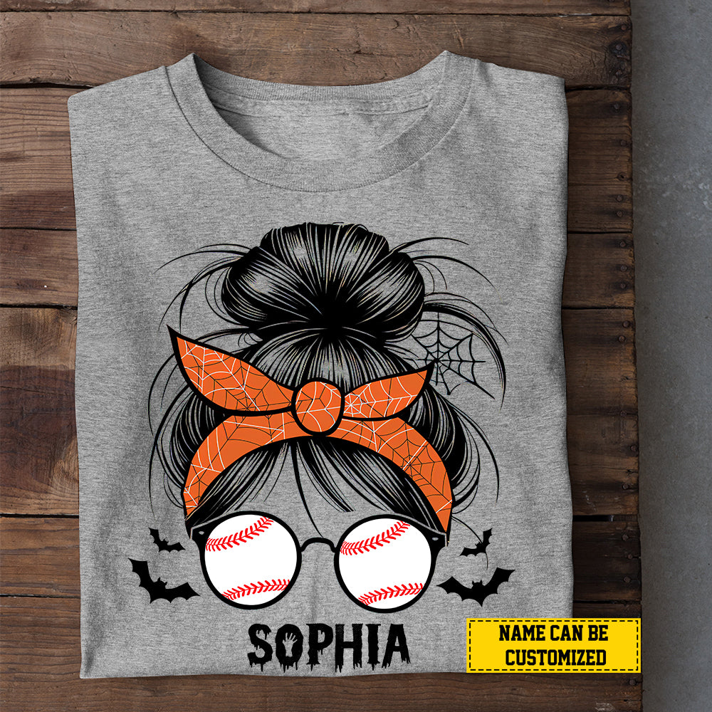 Personalized Halloween Baseball T-shirt, BaseballWitch, Spooky Gift For Baseball Lovers, Baseball Girls