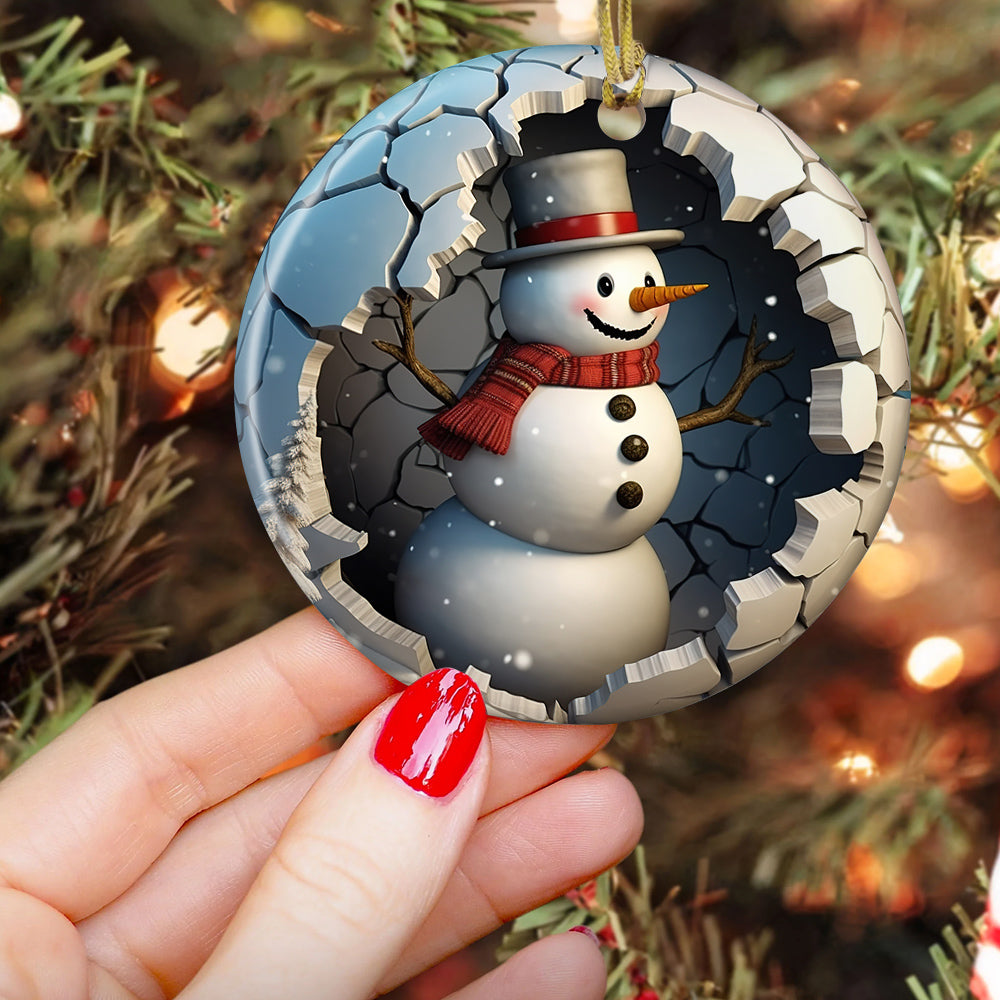 Snowman Ceramic Ornament Christmas, Snowman Ornament Gift For Decorating Christmas Tree