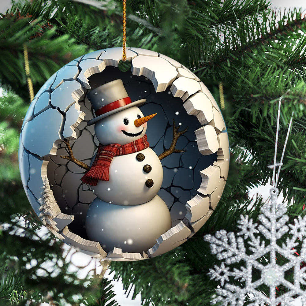 Snowman Ceramic Ornament Christmas, Snowman Ornament Gift For Decorating Christmas Tree