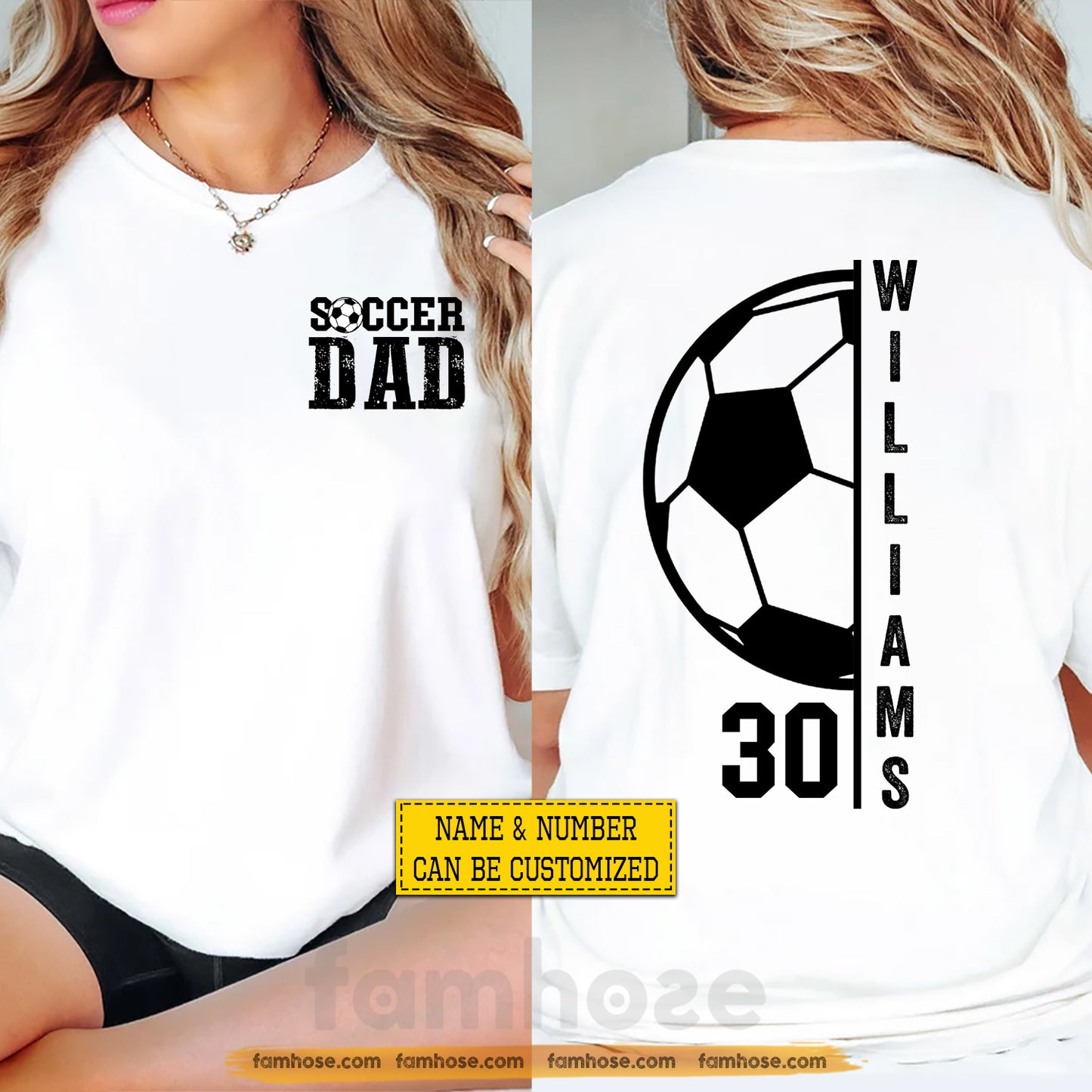 Personalized Soccer Dada Two-sided T-shirt, Soccer Dad Tees Father's Day Gift For Soccer Lovers