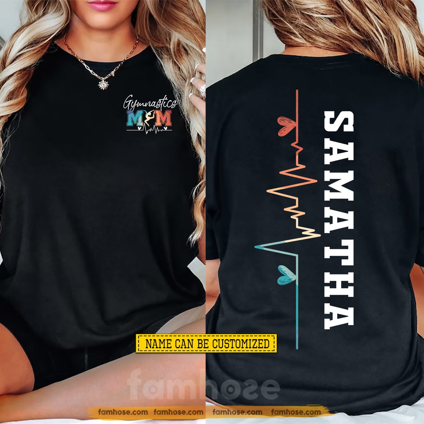 Personalized Gymnastics Mama Two-sided T-shirt, Gymnastics Mom Tees Mother's Day Gift For Gymnastics Lovers