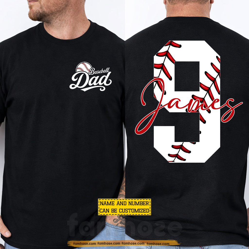 Personalized Baseball Dad Two-side T-shirt, Raising Sluggers With Pride Tees Father's Day Gift For Baseball Lover