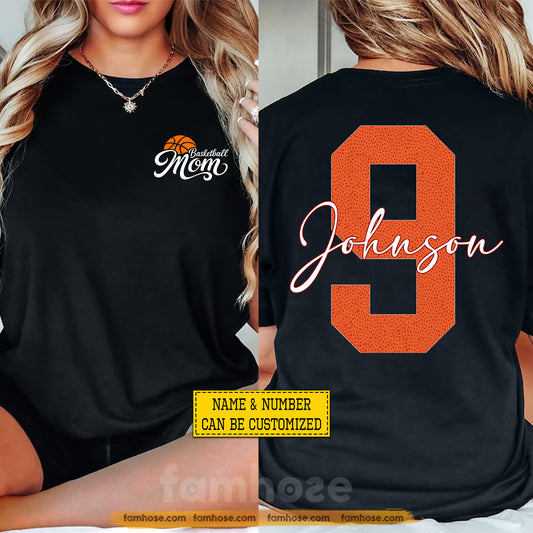 Personalized Basketball Mom Two-side T-shirt, Basketball Mom Design Tees Mother's Day Gift For Basketball Lovers
