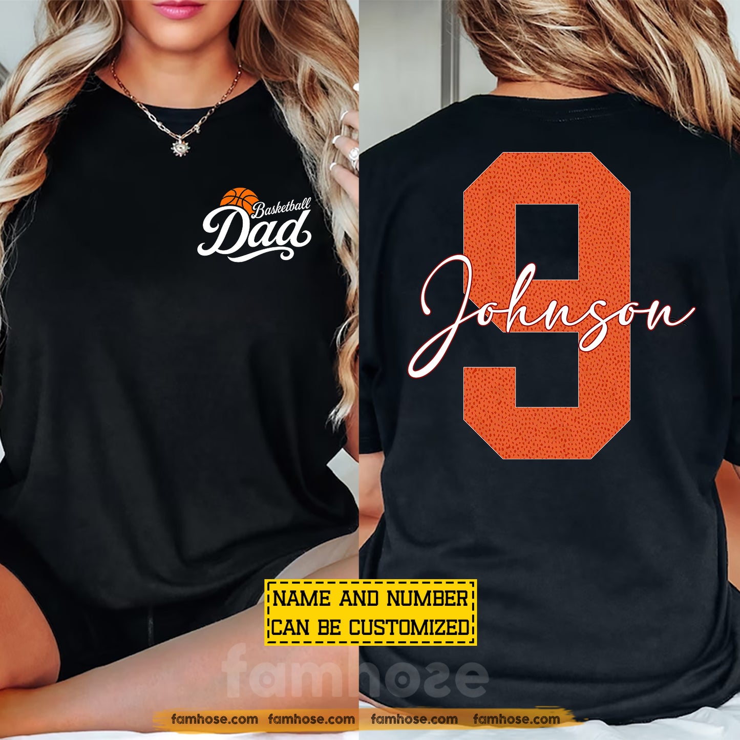 Personalized Basketball Dad Two-sided T-shirt, Raising Ballers With Pride Sport Tees Father's Day Gift For Basketball Lover