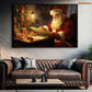 Santa Claus Is Reading Book, Funny Christmas Canvas Painting, Xmas Wall Art Decor - Christmas Poster Gift