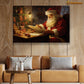 Santa Claus Is Reading Book, Funny Christmas Canvas Painting, Xmas Wall Art Decor - Christmas Poster Gift