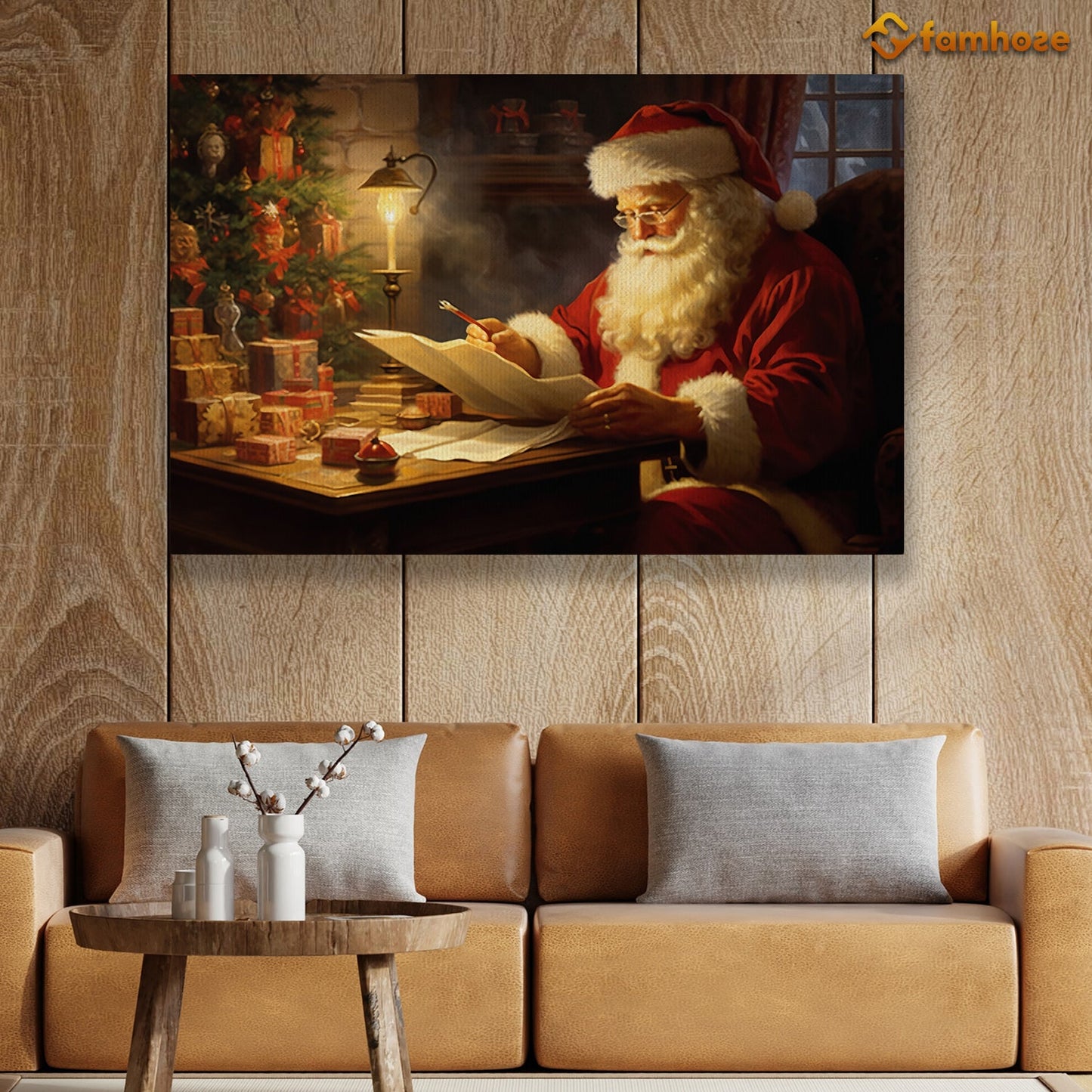Santa Claus Is Reading Book, Funny Christmas Canvas Painting, Xmas Wall Art Decor - Christmas Poster Gift