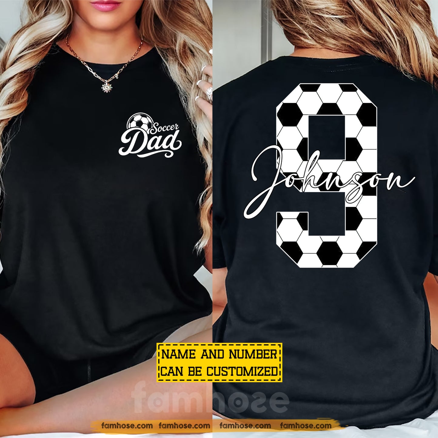 Personalized Soccer Dad Two-sided T-shirt, Soccer Dad Design Tees Father's Day Gift For Soccer Lover