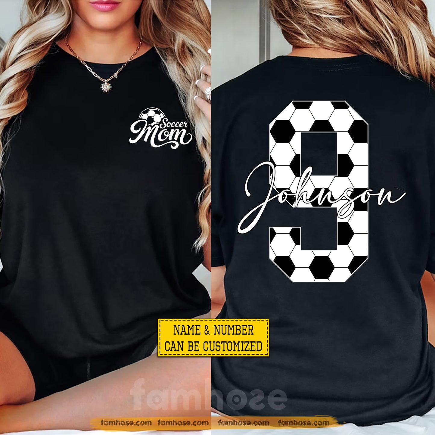 Personalized Soccer Mom Two-side T-shirt, Soccer Mom Design Tees Mother's Day Gift For Soccer Lovers