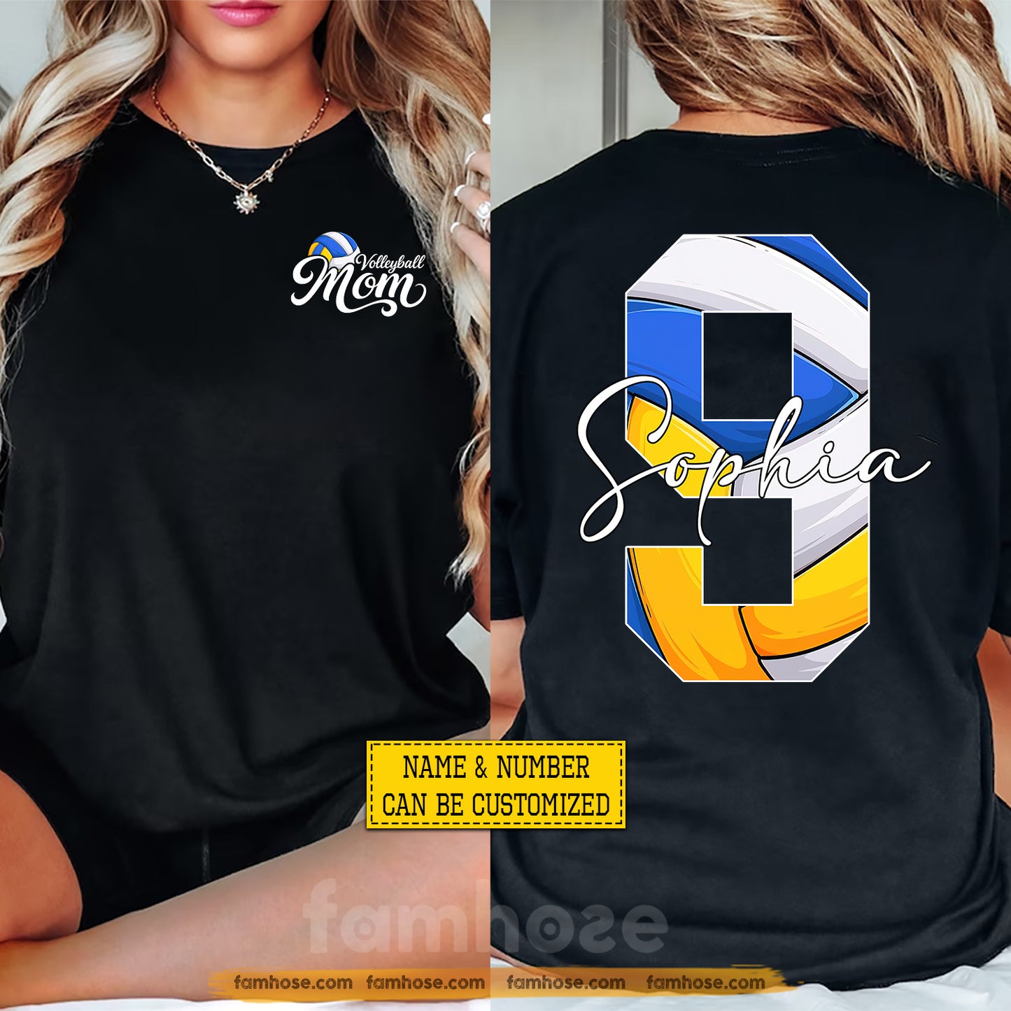 Personalized Volleyball Mom Two-side T-shirt, Volleyball Mom Design Tees Mother's Day Gift For Volleyball Lovers