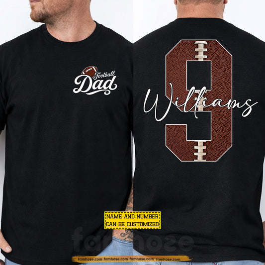 Personalized Football Dad Two-side T-shirt, Raising Champions With Pride Tees Father's Day Gift For Football Lover