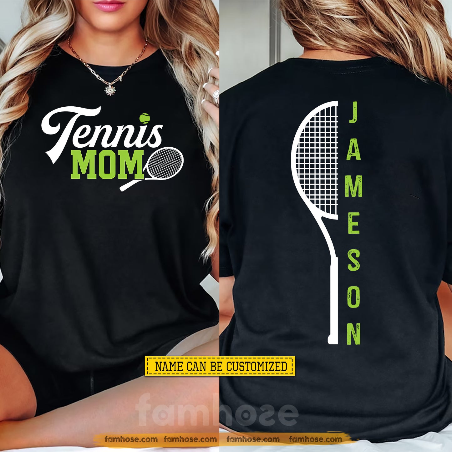 Personalized Tennis Mom Two-sided T-shirt, Tennis Mom Tees Mother's Day Gift For Tennis Lovers