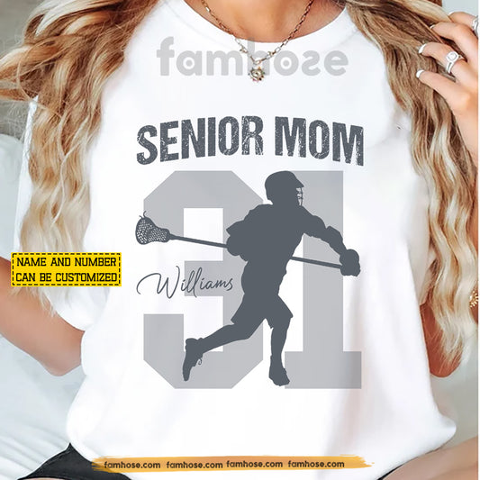 Personalized Lacrosse Mom T-shirt, Senior Mom Sport Tees Mother's Day Gift For Lacrosse Lovers