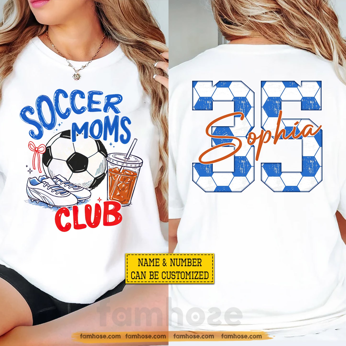 Personalized Soccer Mom Two-sided T-shirt, Soccer Moms Club Tees Mother's Day Gift For Soccer Lovers
