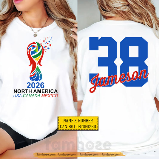 Personalized International Soccer Championship Two-sided T-shirt, North America USA Canada Mexico Sport Tees Gift For Soccer Lovers