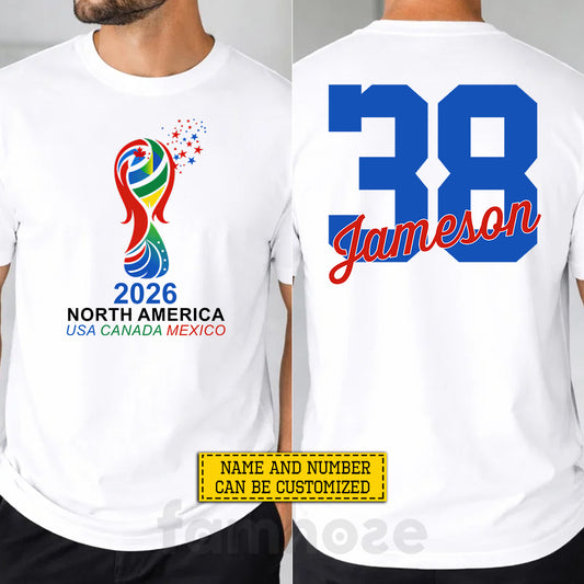 Personalized International Soccer Championship Two-sided T-shirt, North America USA Canada Mexico Sport Tees Gift For Soccer Lovers