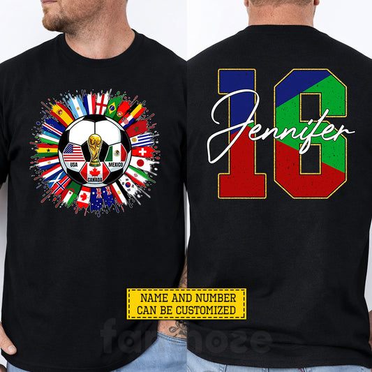 Personalized International Soccer Championship 2026 Two-sided T-shirt, USA Canada Mexico Soccer Tournament 2026 Tees Sport Gift