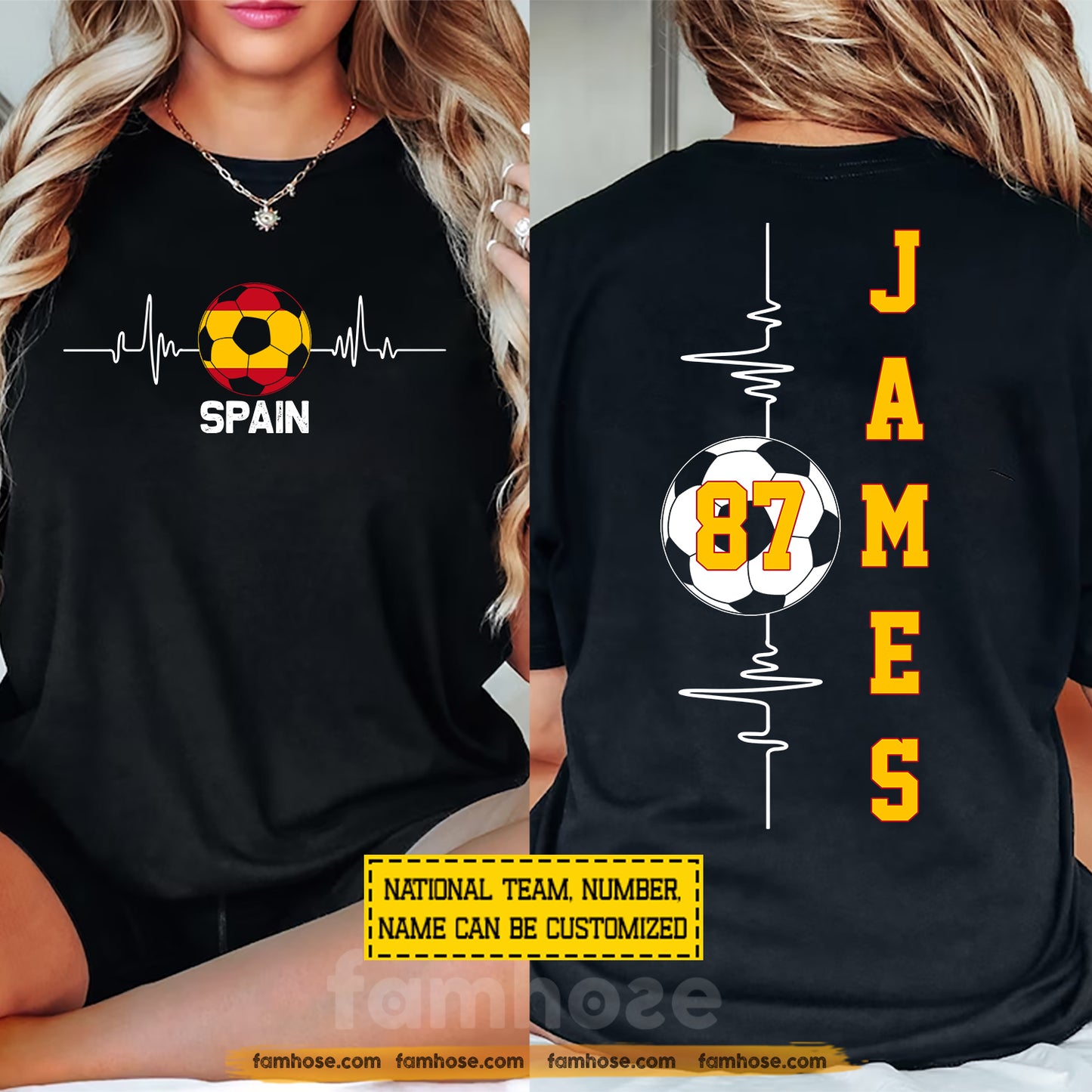 Personalized International Soccer Championship Two-sided T-shirt, Custom National Football Club Fan Tees Sport Gift