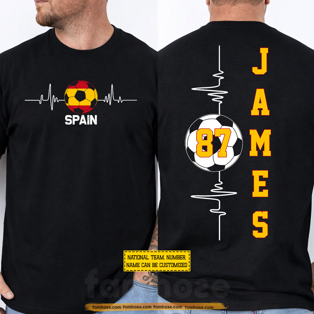 Personalized International Soccer Championship Two-sided T-shirt, Custom National Football Club Fan Tees Sport Gift
