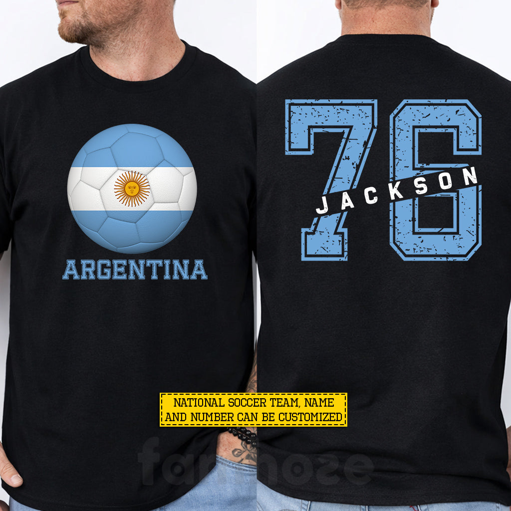 Personalized Agrentina Soccer Team Two-sided T-shirt, Custom National Football Club Fan Tees Sport Gift