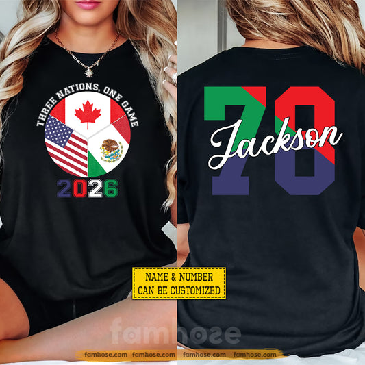 Personalized International Soccer Championship Two-sided T-shirt, Three Nations One Game Sport Tees Gift For Soccer Lovers