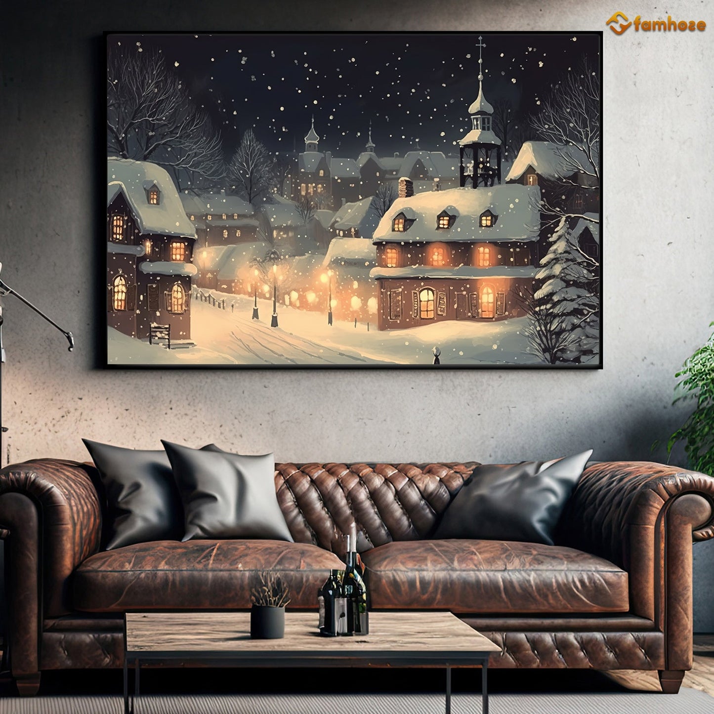 Snowy Castle, Christmas Canvas Painting, Xmas Wall Art Decor - Christmas Poster Gift