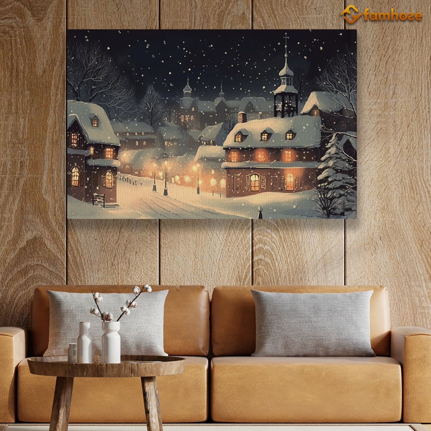 Snowy Castle, Christmas Canvas Painting, Xmas Wall Art Decor - Christmas Poster Gift