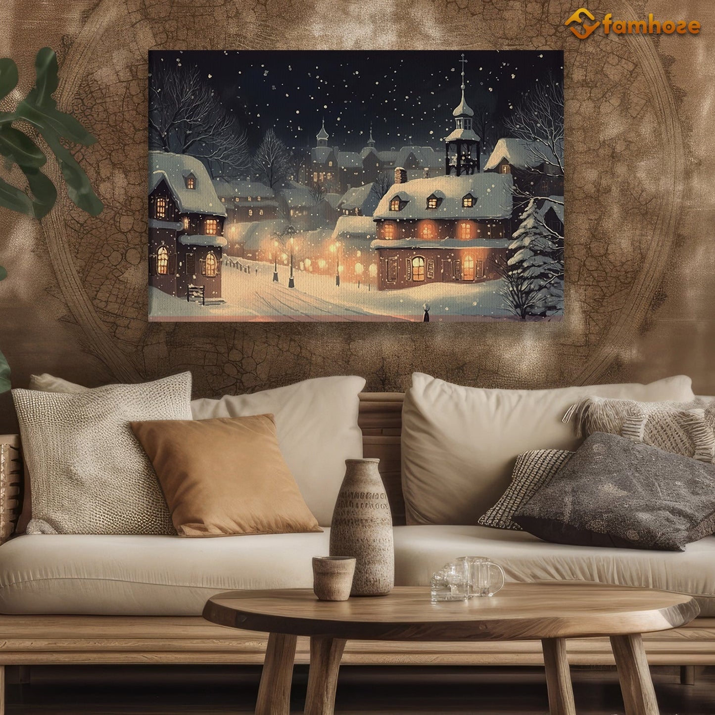 Snowy Castle, Christmas Canvas Painting, Xmas Wall Art Decor - Christmas Poster Gift