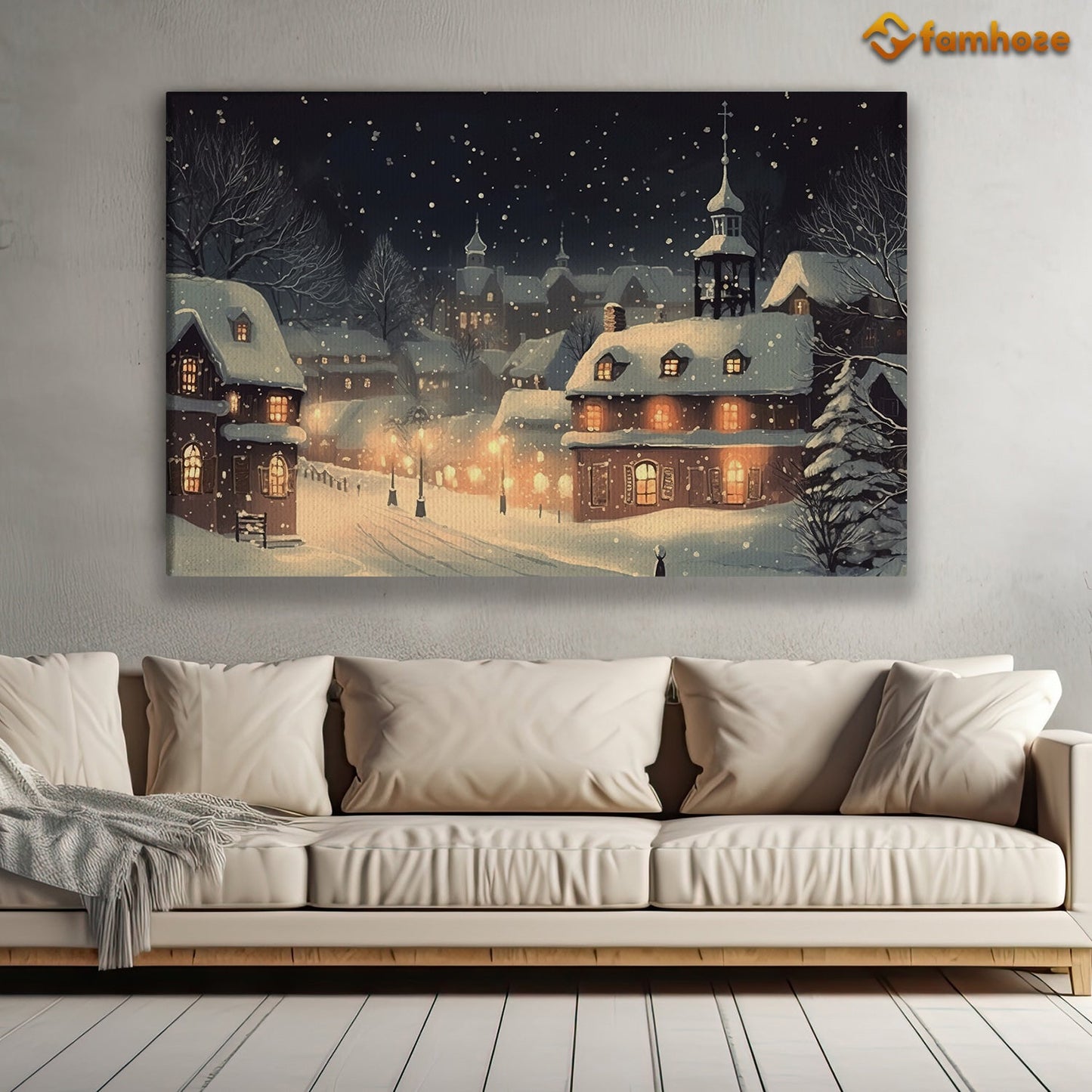 Snowy Castle, Christmas Canvas Painting, Xmas Wall Art Decor - Christmas Poster Gift