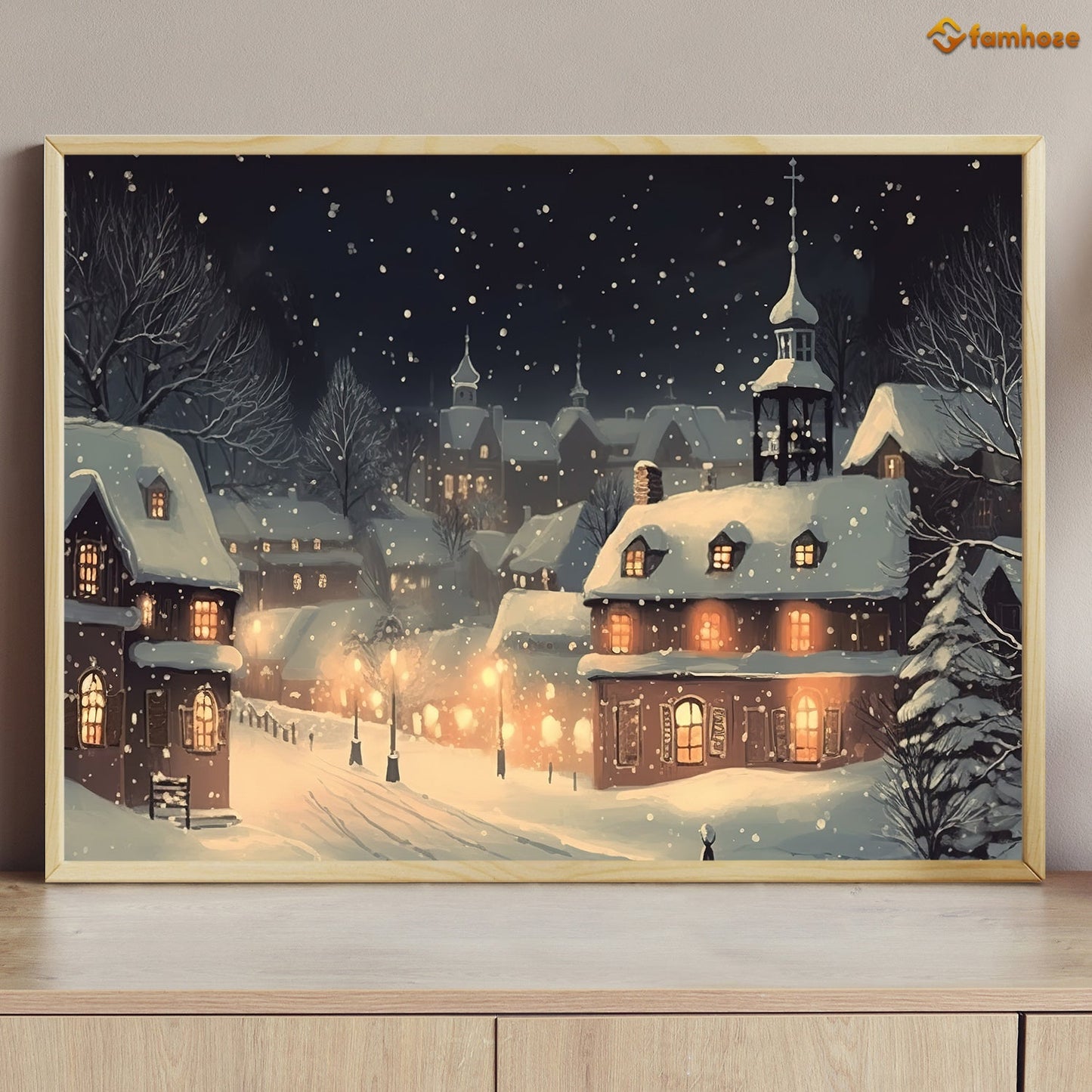 Snowy Castle, Christmas Canvas Painting, Xmas Wall Art Decor - Christmas Poster Gift