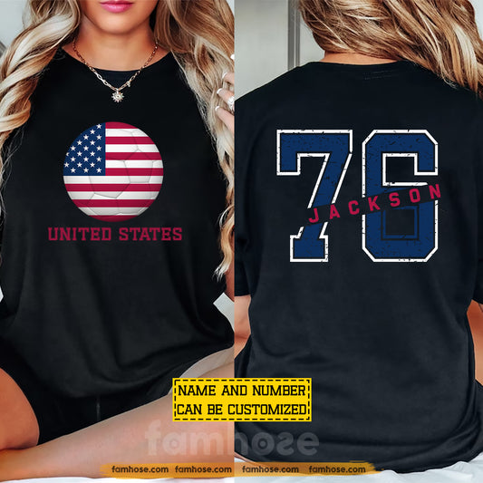 Personalized USA Soccer Team Two-sided T-shirt, Custom American Football Fan Tees Gift