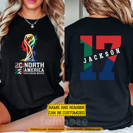 Personalized International Soccer Championship Two-sided T-shirt, North America USA Canada Mexico Sport Tees Gift For Soccer Lovers