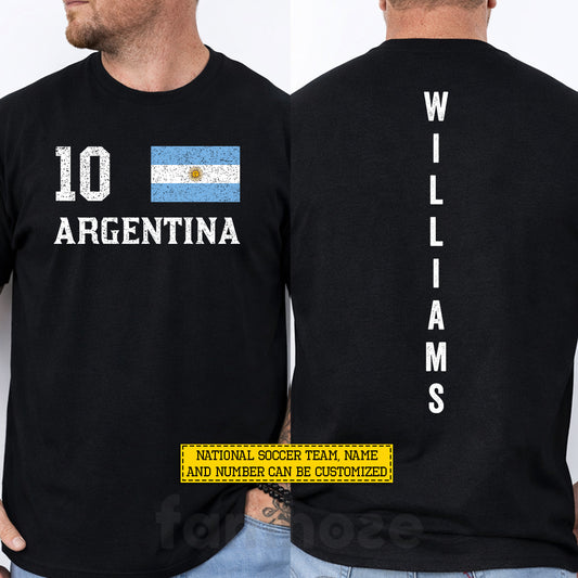 Personalized Agrentina Soccer Team Two-sided T-shirt, Custom National Football Club Fan Tees Sport Gift
