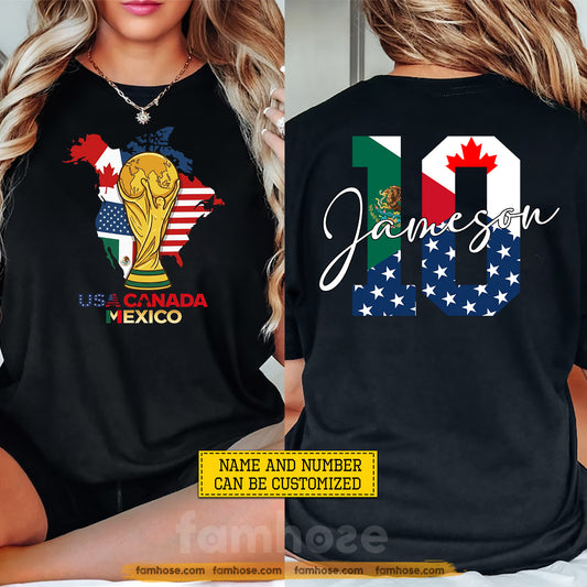 Personalized International Soccer Championship Two-sided T-shirt, USA Canada Mexico Sport Tees Gift For Soccer Lovers
