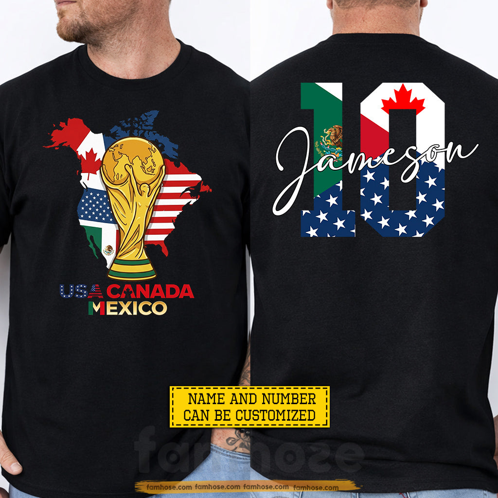 Personalized International Soccer Championship 2026 Two-sided T-shirt, USA Canada Mexico Soccer Tournament Tees Sport Gift