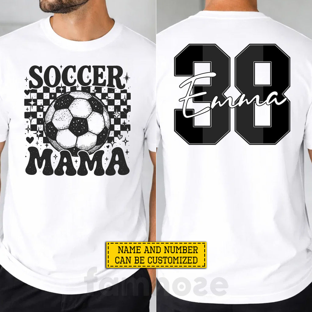 Personalized Soccer Mama Two-sided T-shirt, Soccer Mama Sport Tees Mother's Day Gift For Soccer Lovers