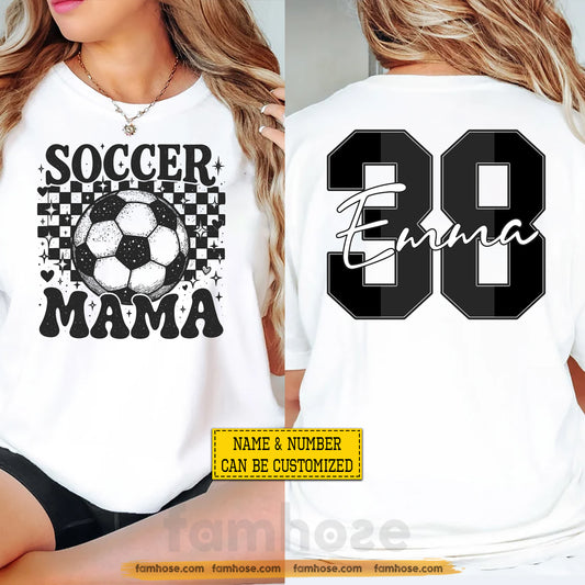 Personalized Soccer Mama Two-sided T-shirt, Soccer Mama Sport Tees Mother's Day Gift For Soccer Lovers