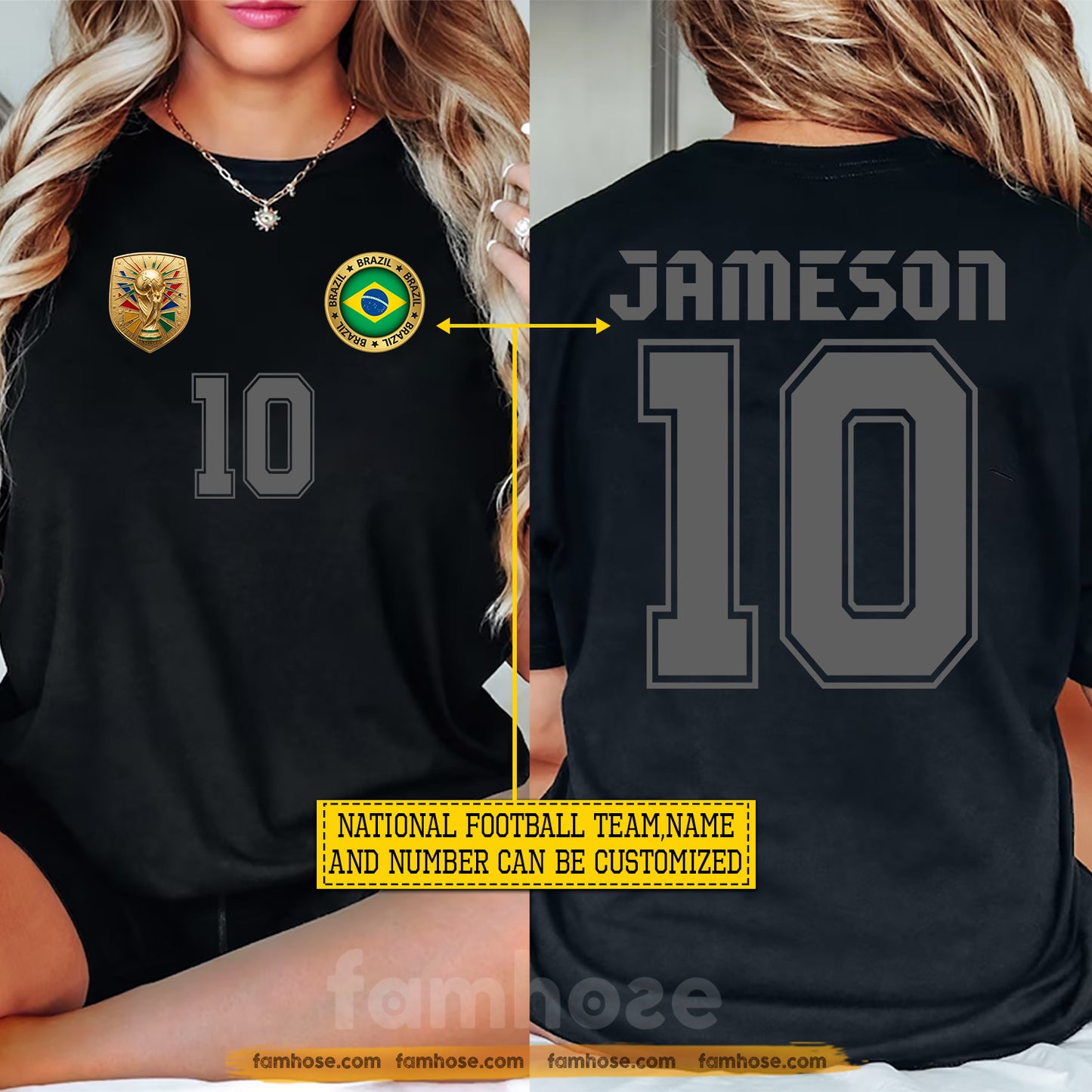 Personalized National Soccer Team Two-sided T-shirt, Custom National Football Club Fan Tees Gift