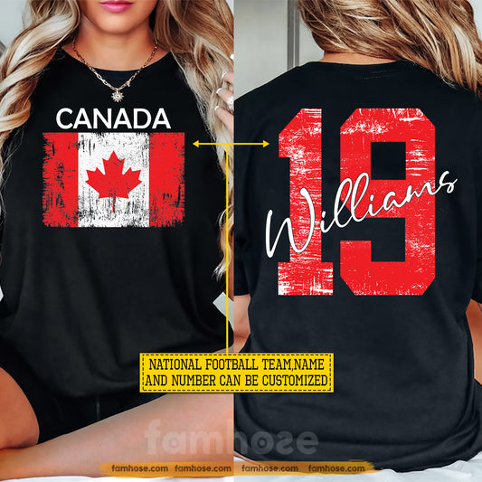 Personalized International Soccer Championship Two-sided T-shirt, Canada Fan Sport Tees Gift For Soccer Lovers