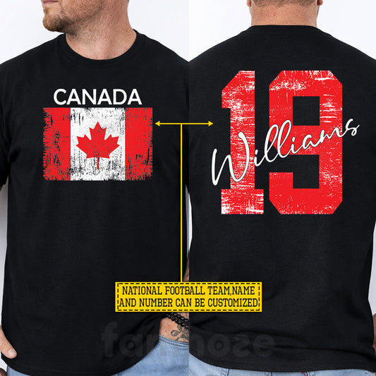Personalized International Soccer Championship Two-sided T-shirt, Canada Fan Sport Tees Gift For Soccer Lovers