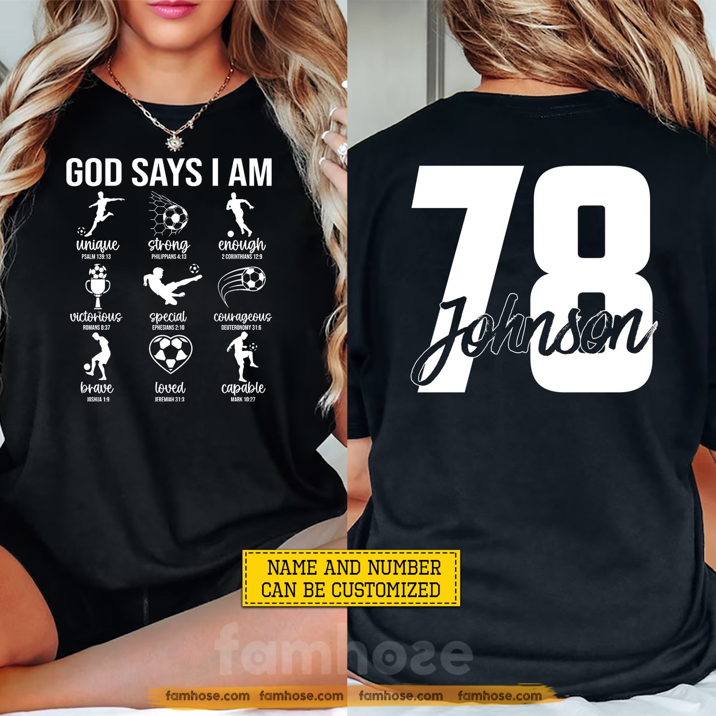 Personalized Soccer Man God Two-sided T-shirt, God Says I Am International Soccer Tournament Tees Sport Gift For Soccer Lovers
