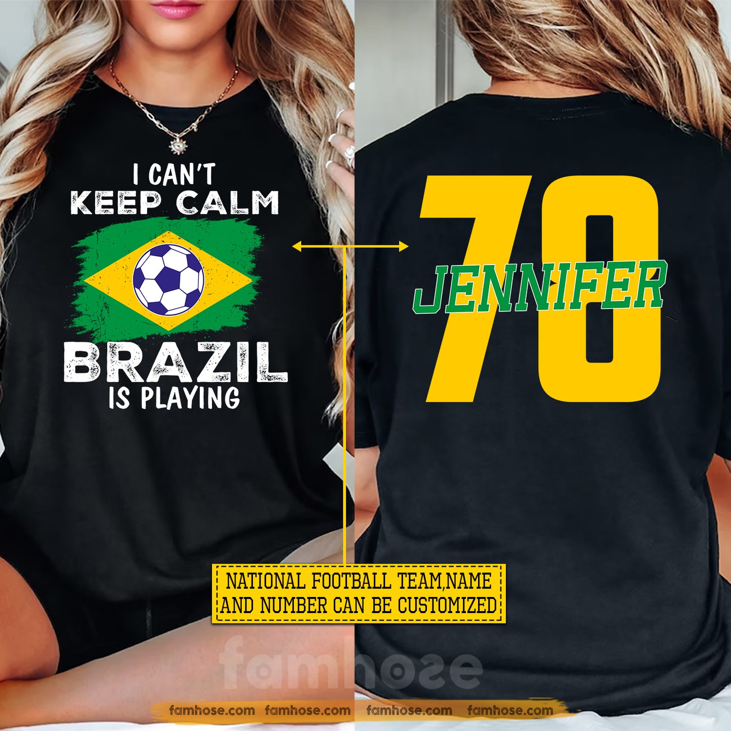 Personalized International Soccer Championship Two-sided T-shirt, I Can't Keep Calm Football Tournament Tees Sport Gift