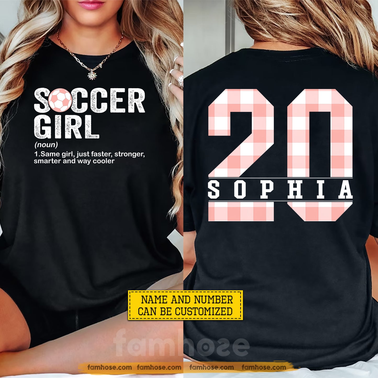 Personalized Soccer Girl Two-sided T-shirt, Same Girl Just Faster Stronger Smarter World Soccer Event Tees Sport Gift For Soccer Lovers