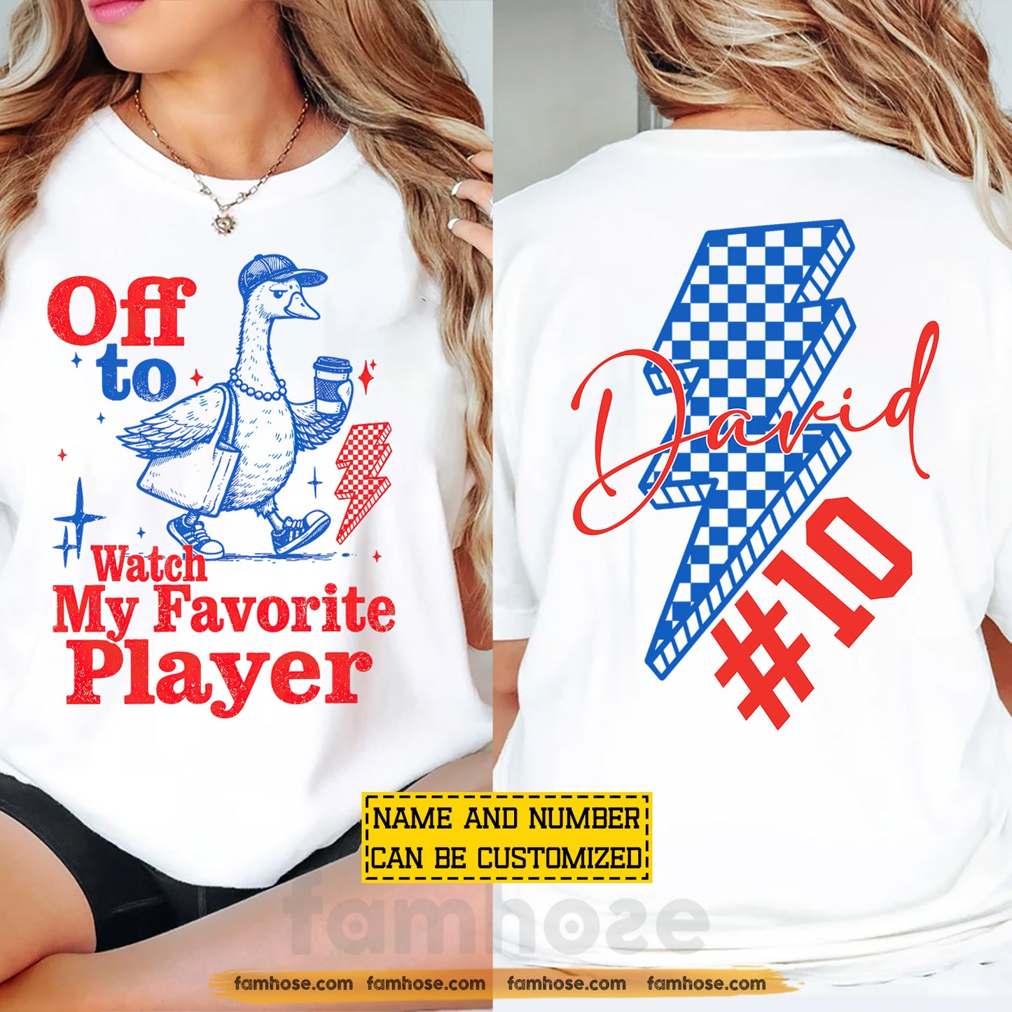 Funny Personalized Sport Duck Two-sided T-shirt, Off To Watch My Favorite Player Sport Tees Gift For Duck Lover
