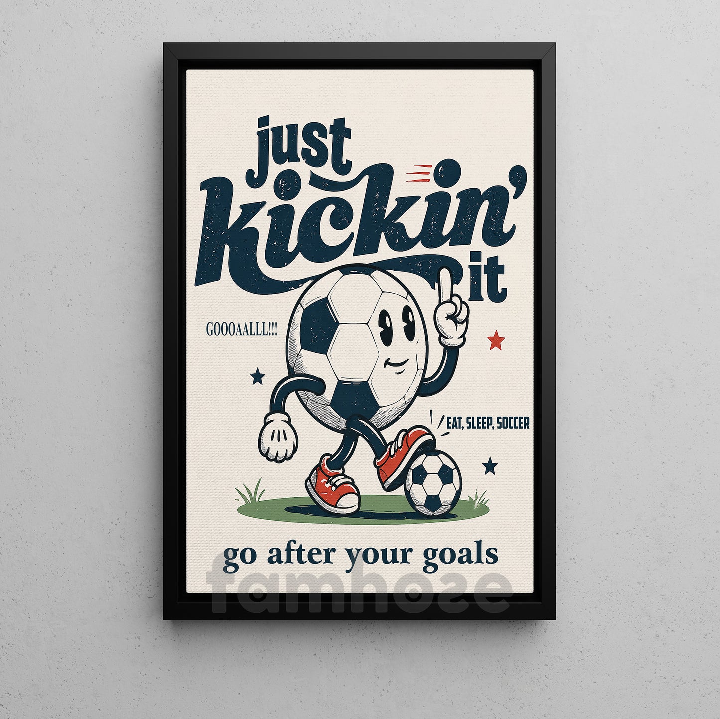 Funny Soccer Canvas Painting, Just Kickin' It Sport Wall Art Decor, Poster Gift For Soccer Lover