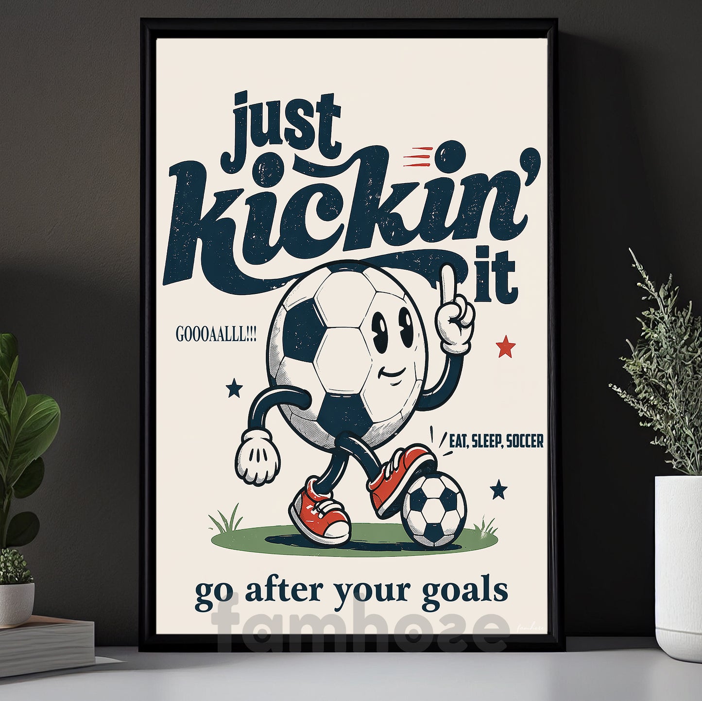 Funny Soccer Canvas Painting, Just Kickin' It Sport Wall Art Decor, Poster Gift For Soccer Lover