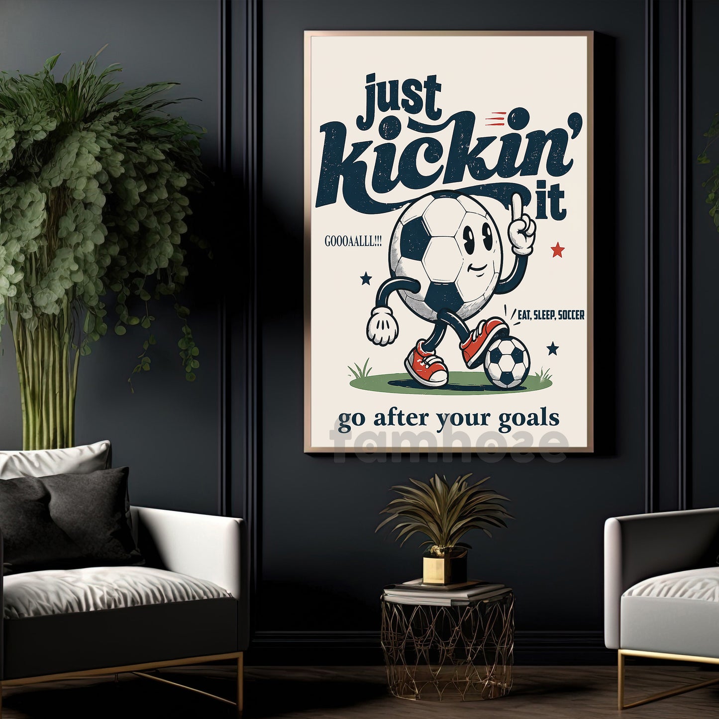 Funny Soccer Canvas Painting, Just Kickin' It Sport Wall Art Decor, Poster Gift For Soccer Lover