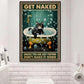 Get Naked Unless You Are Just Visiting, Cat Bathroom Canvas Painting, Toilet Wall Art Decor - Poster Gift For Cat Lovers